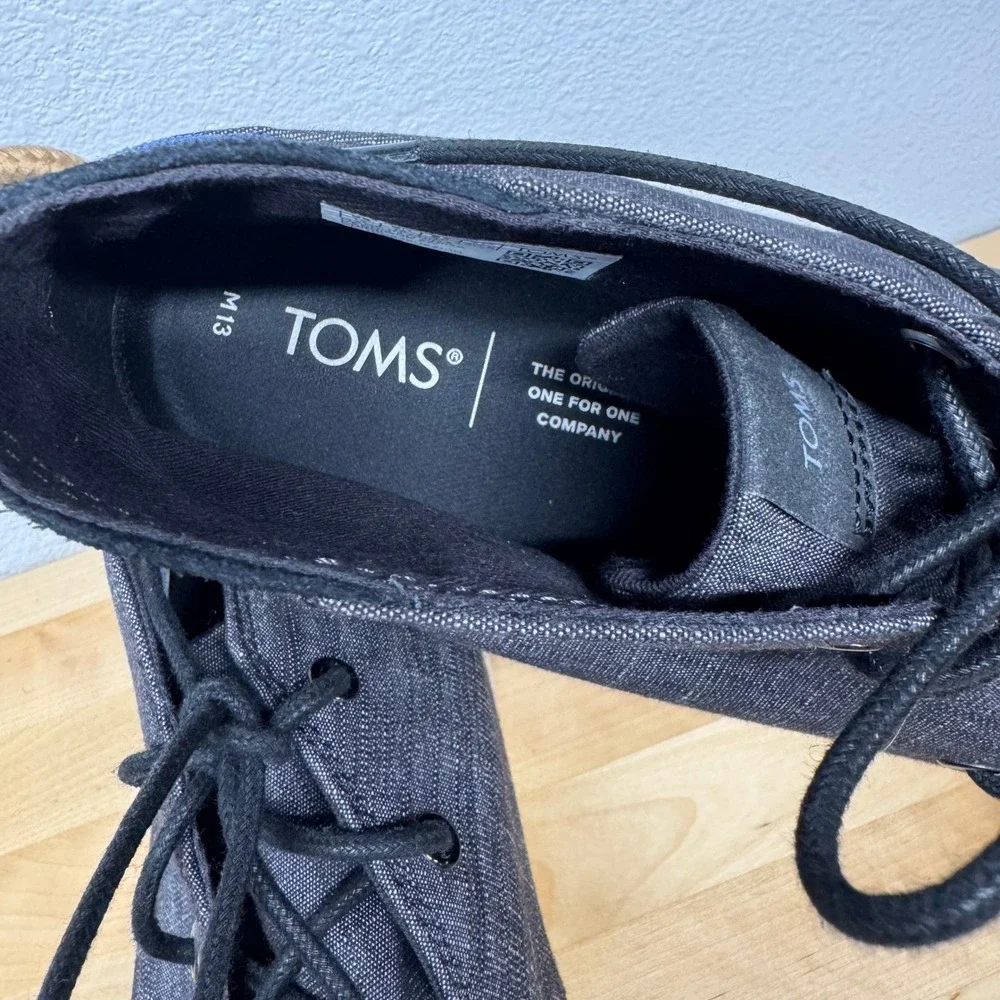 Toms Boots Mens Chukka‎ Mid Top Ankle Bootie Gray Fabric Lace Up Size 13